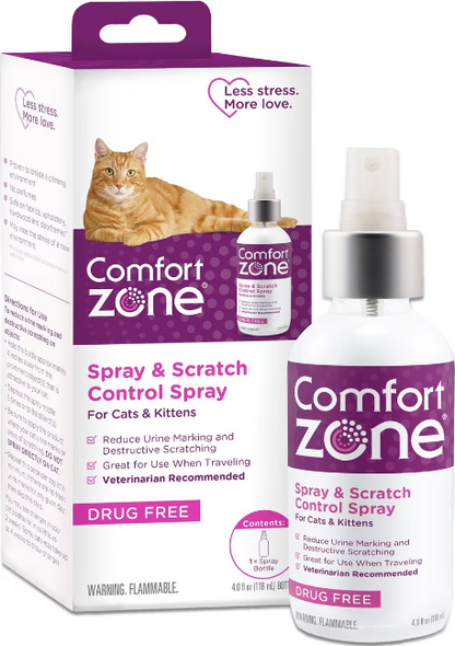 Comfort Zone Spray y Control de Arañazos Calmante en Aerosol Para Gato