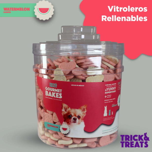 Bote Be Mine Sandia (No incluye galletas) Contenedor Trick & Treats - Petopia