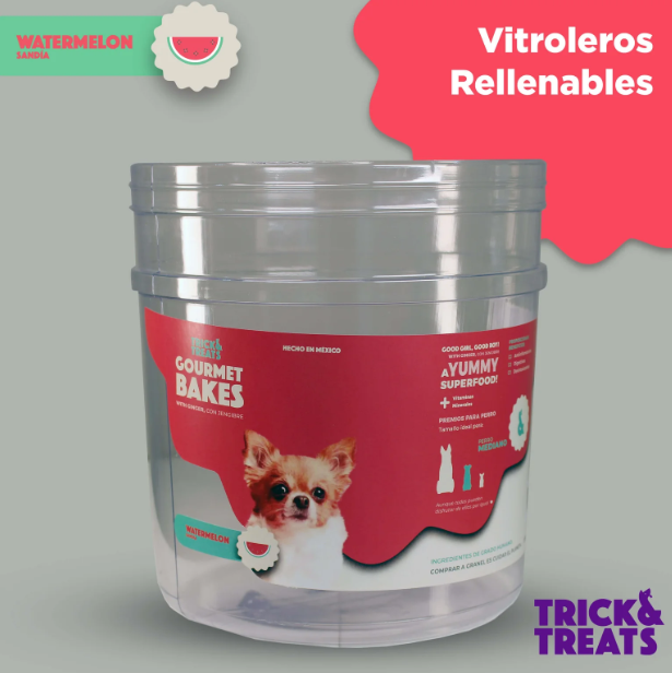 Bote Be Mine Sandia (No incluye galletas) Contenedor Trick & Treats - Petopia