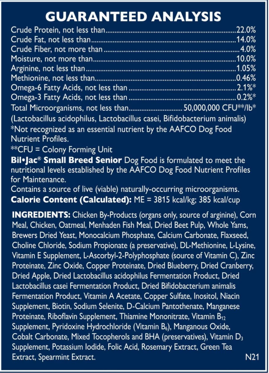 Bil-Jac Perro Senior Raza Pequeña