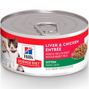 Hill's Science Diet, Alimento Enlatado para Gato, Kitten, Sabor Hígado y Pollo